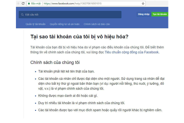 vô hiệu hóa facebook có mở lại được không