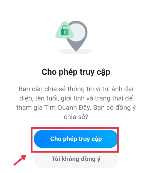 Chọn Cho phép truy cập