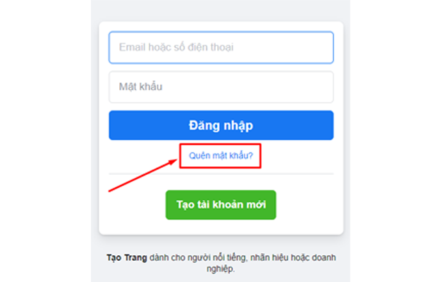 Chọn Quên mật khẩu