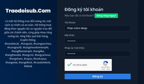 Trao đổi sub facebook trên website