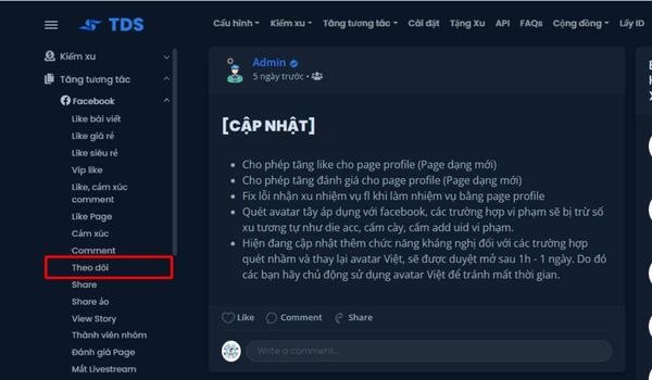 Tại giao diện chính chọn Facebook