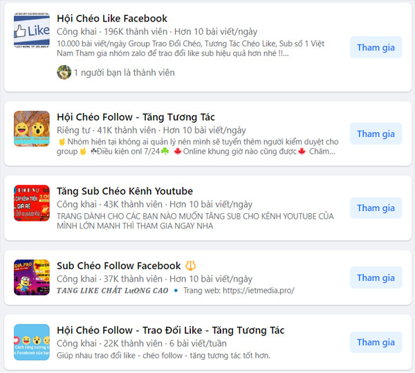 Tham gia Group Facebook sub chéo