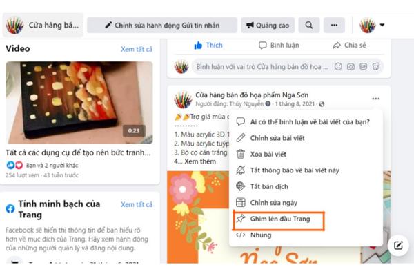 Chọn mục “Ghim lên đầu trang”