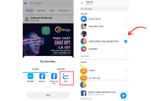 cách chia sẻ video từ facebook sang zalo