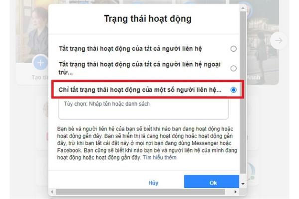 Tắt trạng thái hoạt động với liên hệ nhất định