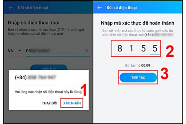“XÁC NHẬN” yêu cầu đổi số điện thoại