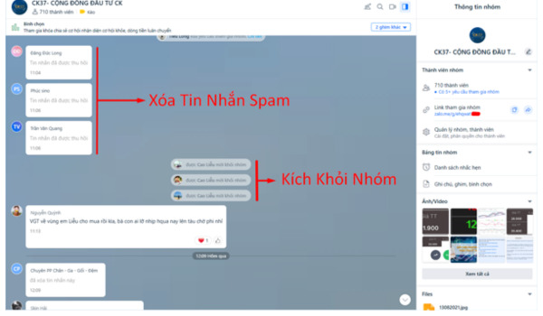 Quản lý vấn đề link trong nhóm Zalo