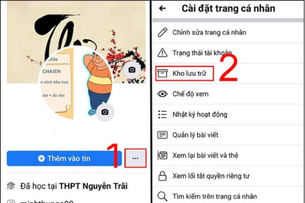 Chọn mục “Kho lưu trữ”.