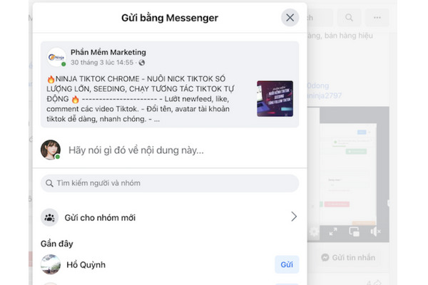 Gửi video qua Messenger cho bạn bè