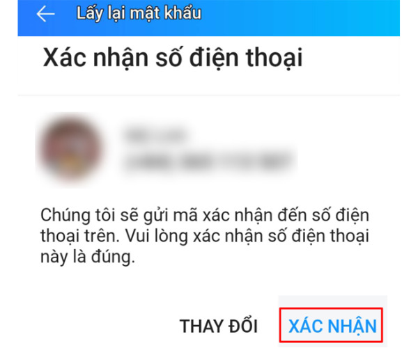 cách lấy lại mật khẩu zalo bằng số điện thoại khác