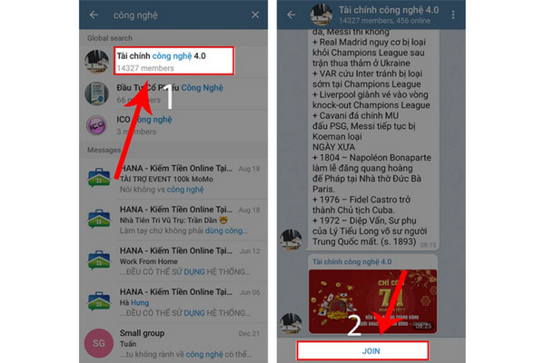 cách tìm nhóm trên telegram