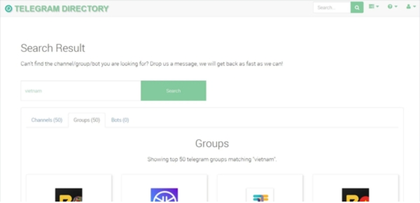 cách tìm nhóm trên telegram