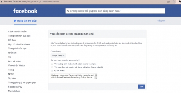 link kháng page bị treo