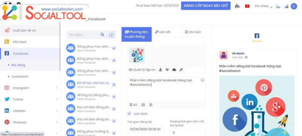 Phần mềm đăng bài fanpage Socialtoolvn