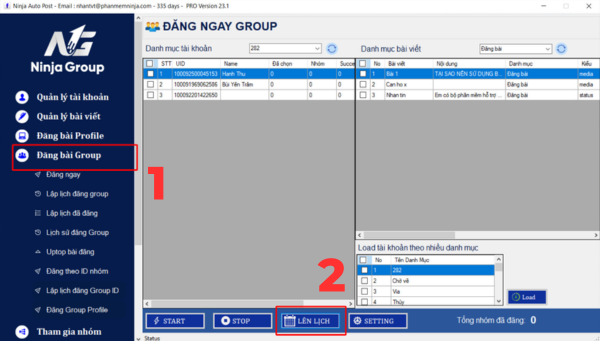 Trong mục "Đăng bài Group" => Chọn “Lên lịch”