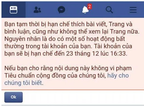 facebook bị chặn tương tác phải làm sao