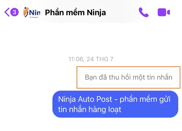 “Bạn đã thu hồi một tin nhắn”