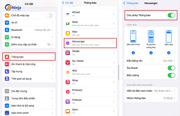 Bật thông báo cho ứng dụng Messenger