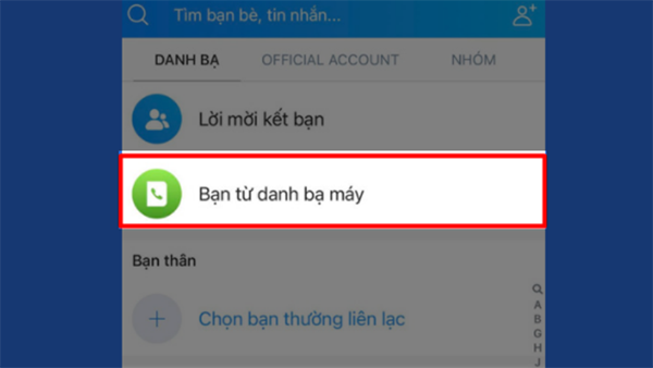 Bạn từ danh bạ máy