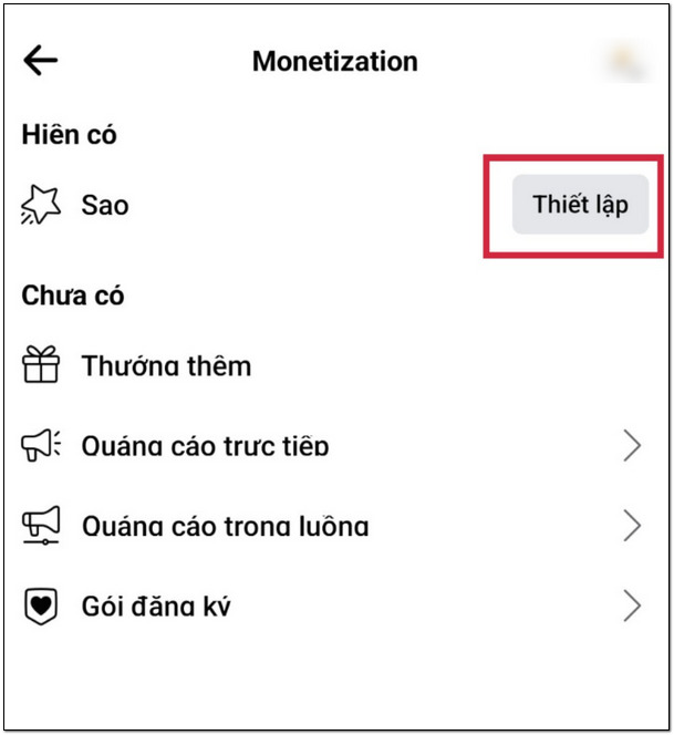 Thiết lập sao facebook