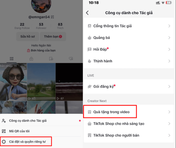 Rút tiền từ quà tặng live tiktok về