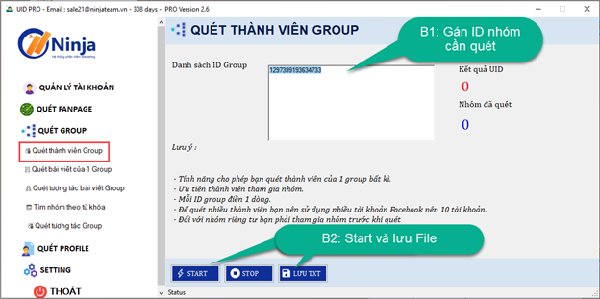 Quét thành viên tham gia Group Facebook