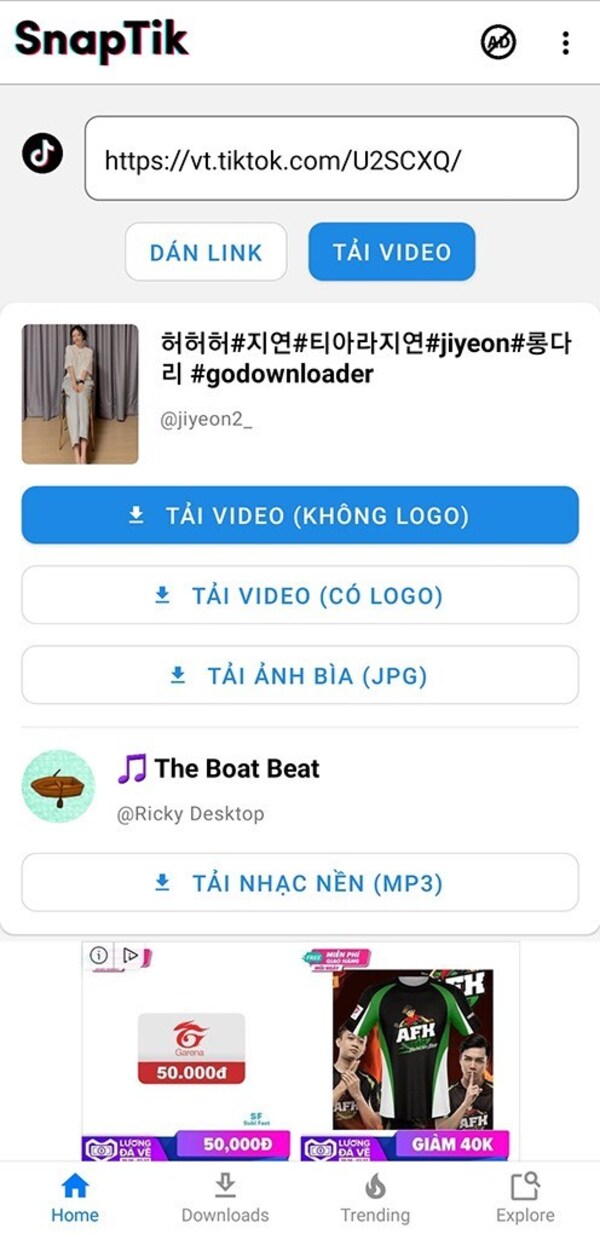 Tải video tiktok không id