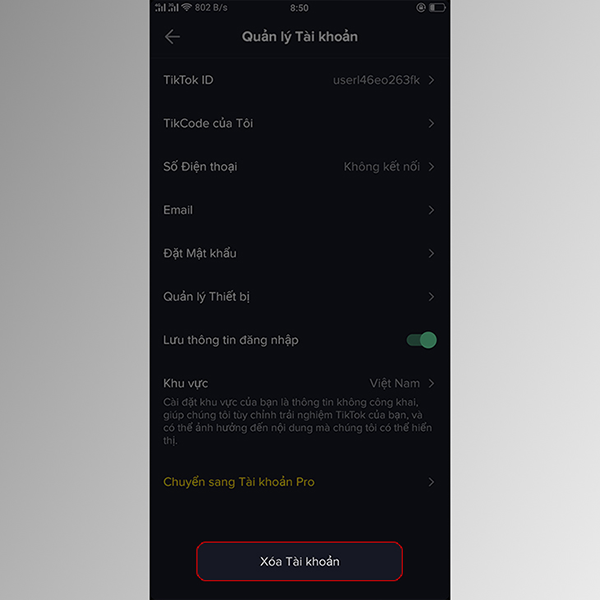 cách xóa tài khoản tik tok