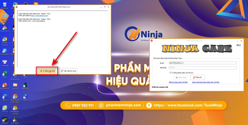 cập nhật phần mềm ninja care