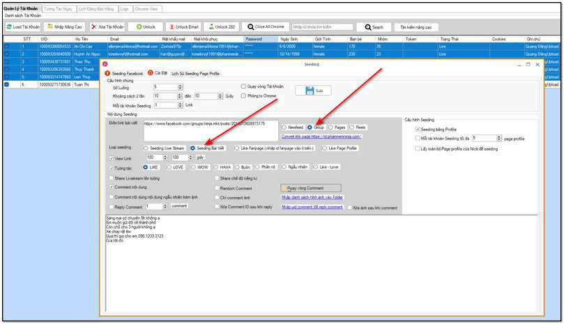 seeding bài viết group facebook