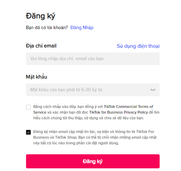 tài khoản quảng cáo tiktok