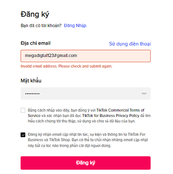 Lỗi email không hoạt động