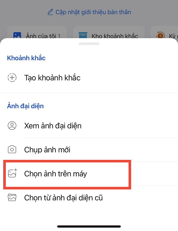 cách để ảnh đại diện zalo mặc định