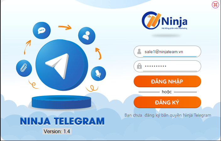 Đăng nhập vào phần mềm spam tin nhắn telegram – Ninja Telegram