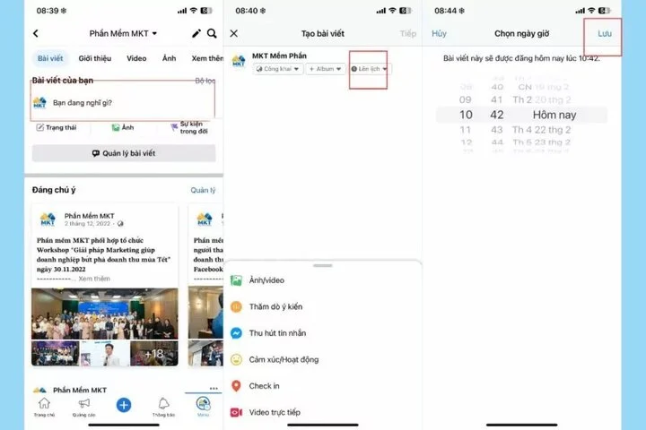 các bước hẹn giờ đăng bài trên page bằng điện thoại