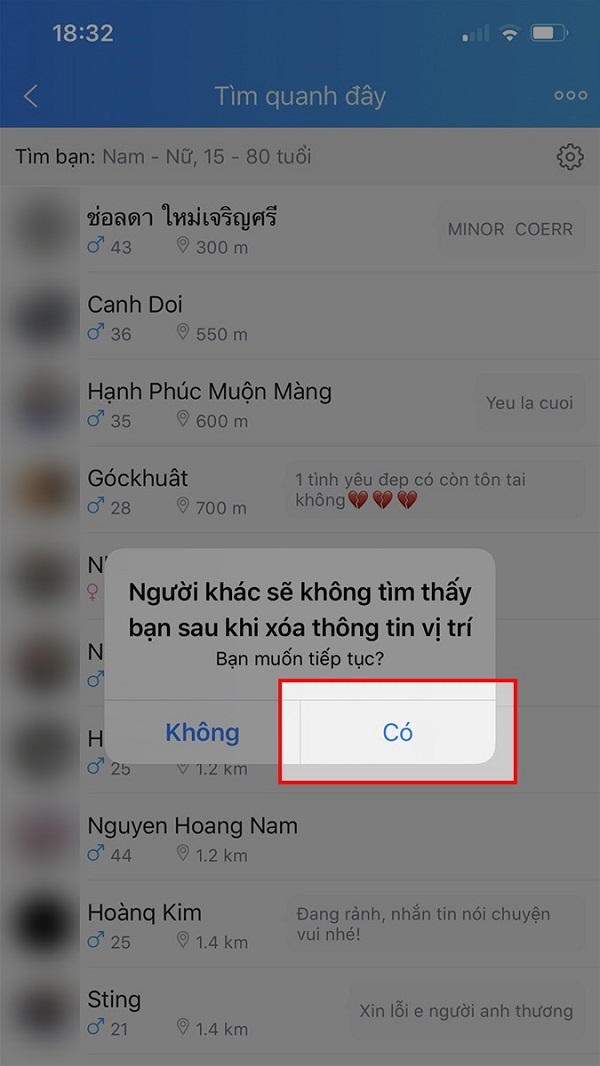 chọn Có để tắt